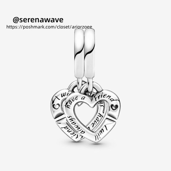 Pandora Linked Sister Hearts Split Dangle Charm - Picture 3 of 6